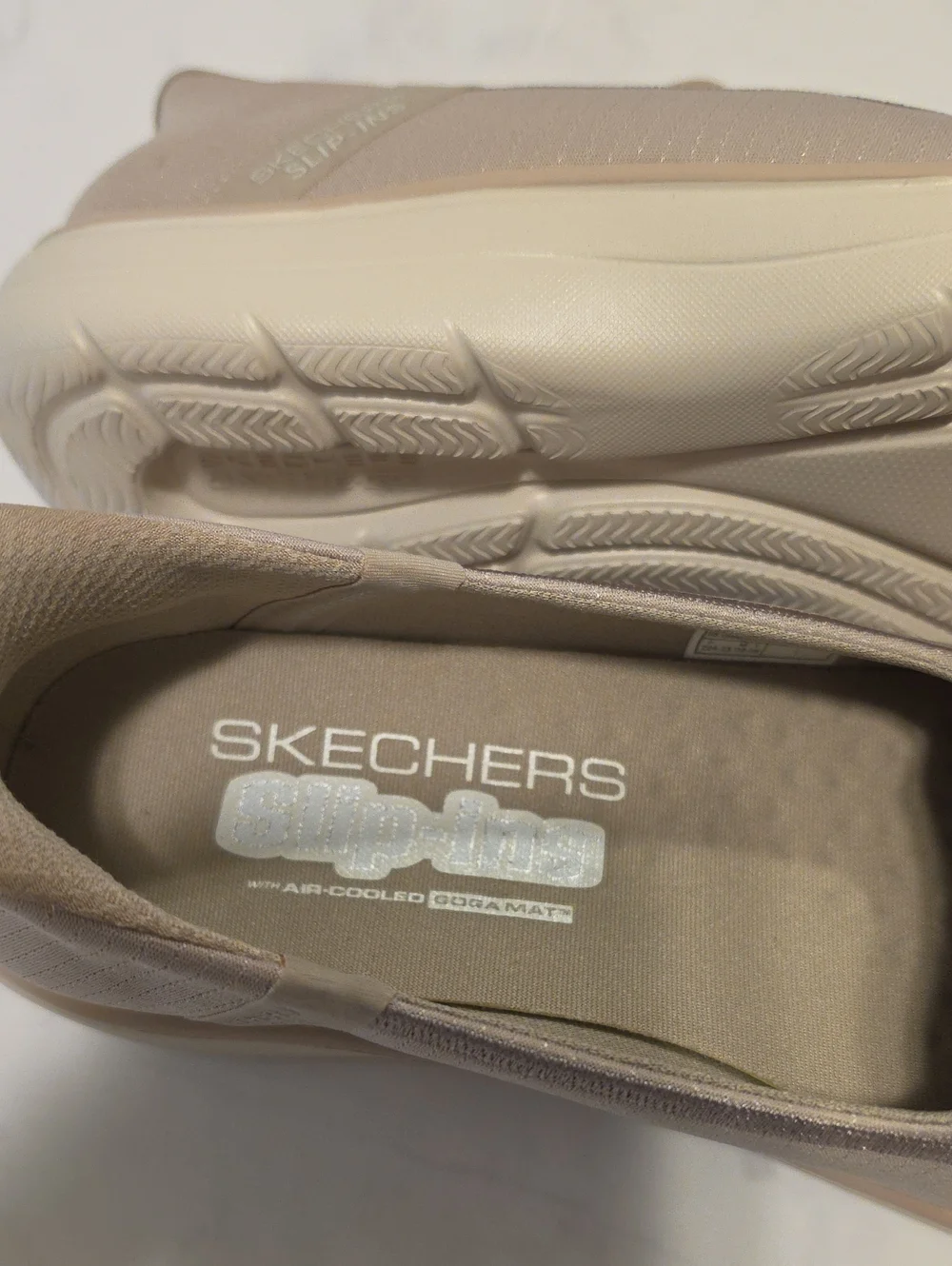 Skechers Slip-On Casual Shoes  in Taupe Air Cooled  Goga Mat Brand New